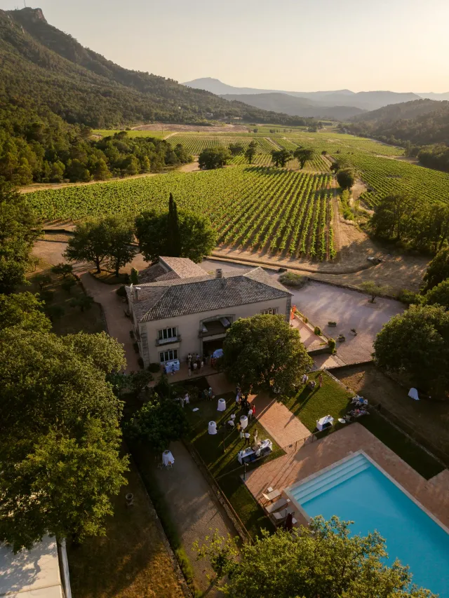 L'Escarelle estate and its vines at the foot of the massif